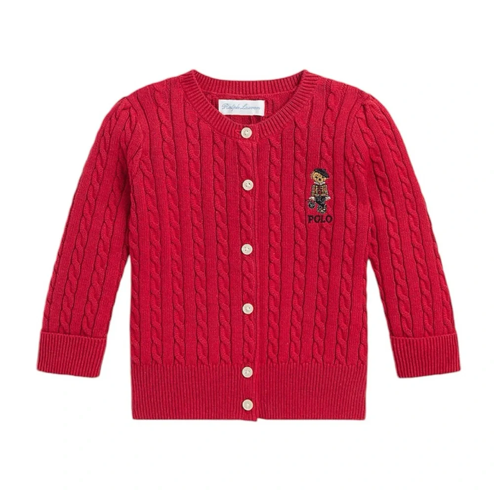 Ralph Lauren Childrenswear Polo Bear Mini‎ Cable Cotton Cardigan Size 6- MONTH